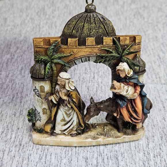 VTG Christmas Ornament Holy Family Flight From Egypt Nativity Resin Baby Jesus - Picture 2 of 16